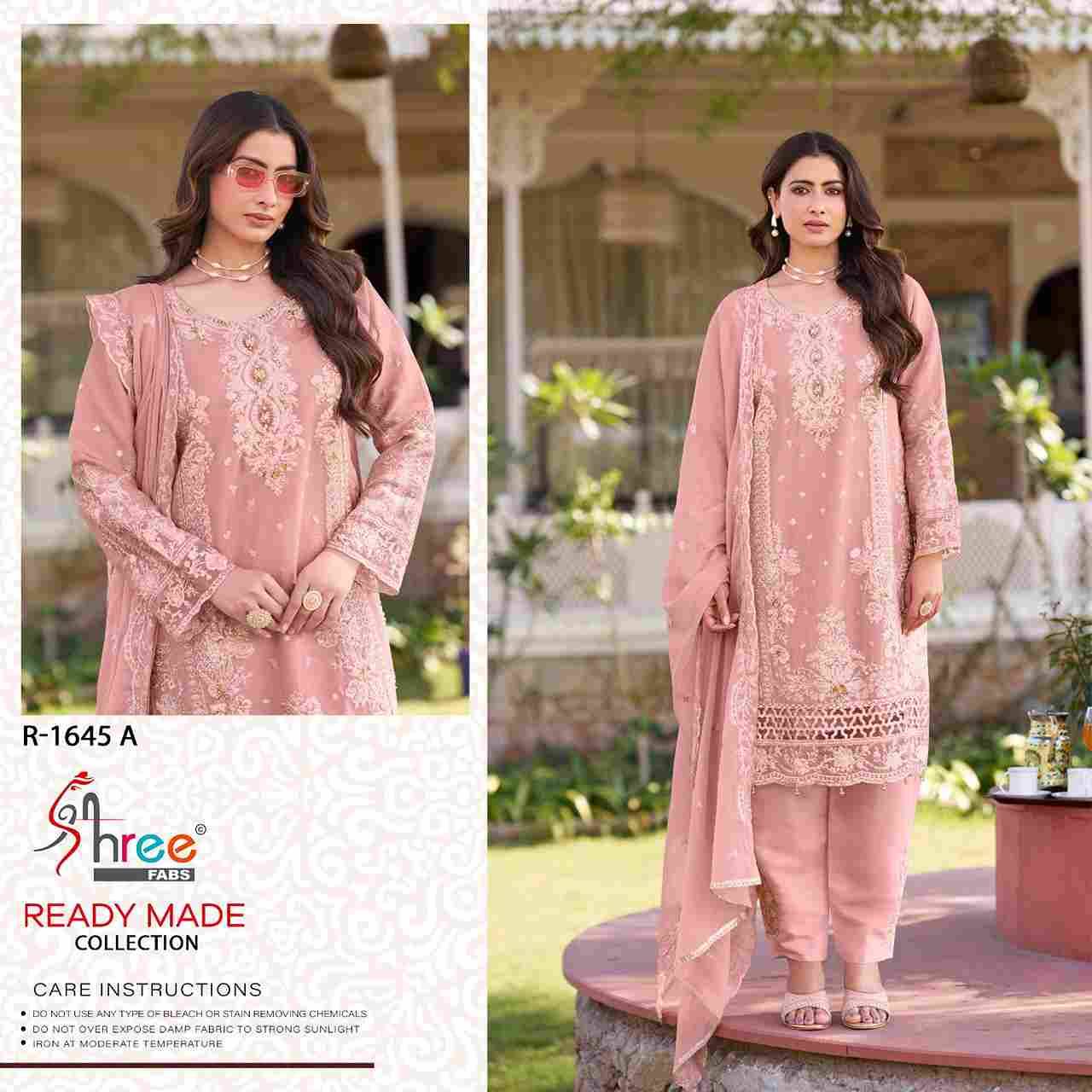 Shree Fabs Hit Design R-1645 Colours By Shree Fabs R-1645-A To R-1645-D Series Designer Pakistani Suits Beautiful Fancy Stylish Colorful Party Wear & Occasional Wear Pure Chiffon Embroidery Dresses At Wholesale Price