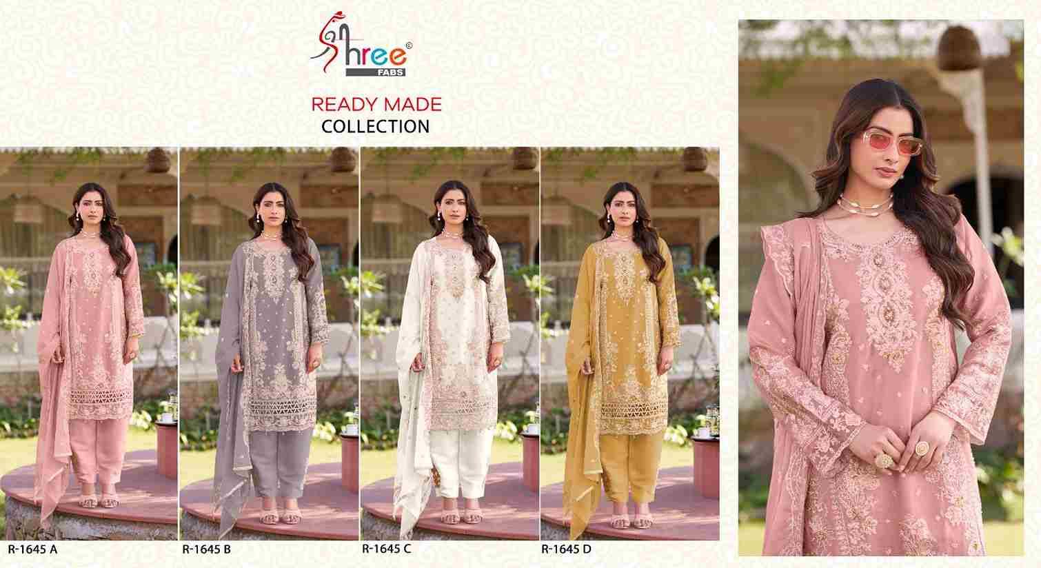 Shree Fabs Hit Design R-1645 Colours By Shree Fabs R-1645-A To R-1645-D Series Designer Pakistani Suits Beautiful Fancy Stylish Colorful Party Wear & Occasional Wear Pure Chiffon Embroidery Dresses At Wholesale Price