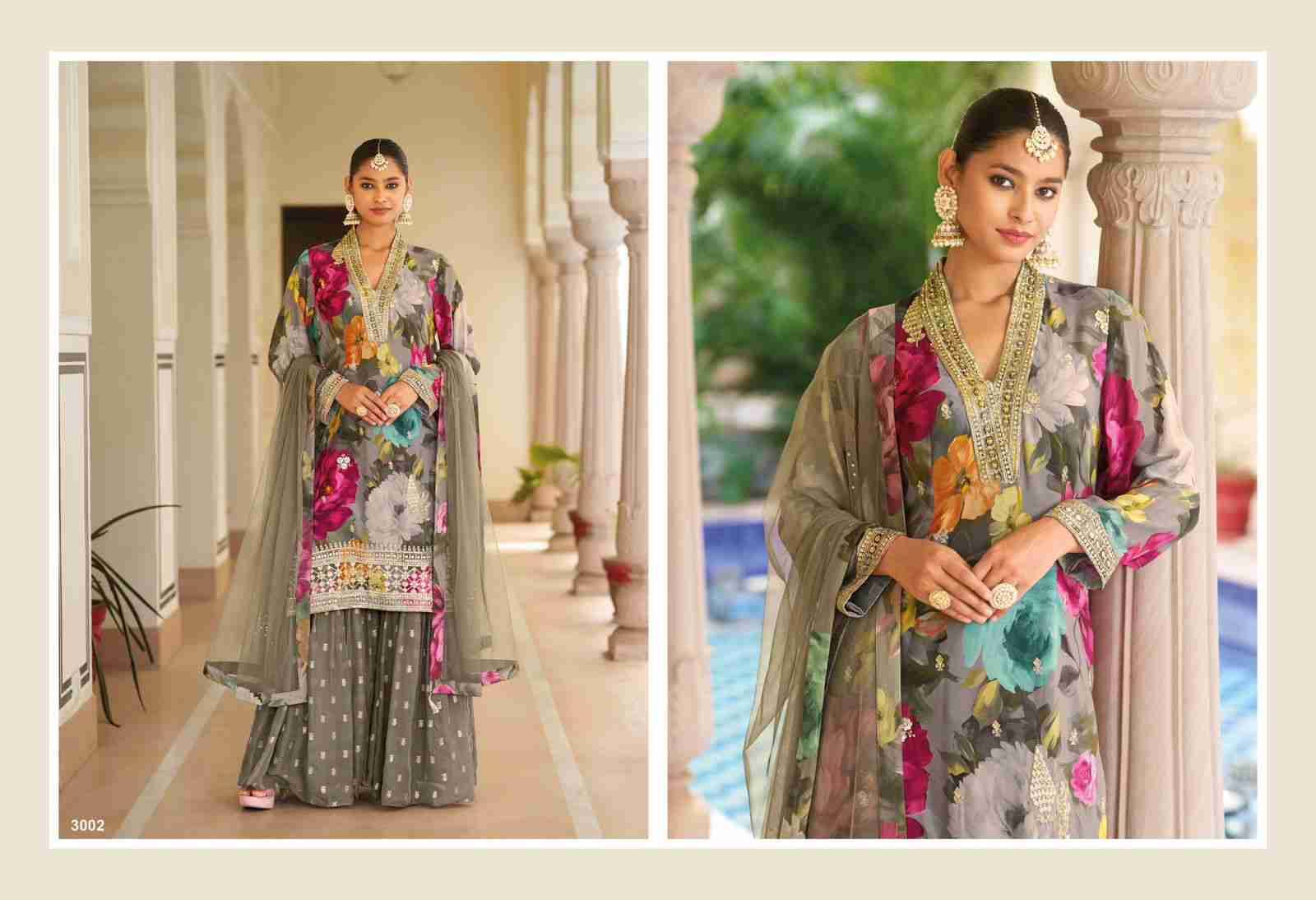 Ginni Vol-3 By Your Choice 3001 To 3004 Series Designer Sharara Suits Beautiful Fancy Colorful Stylish Party Wear & Occasional Wear Heavy Chinnon Dresses At Wholesale Price