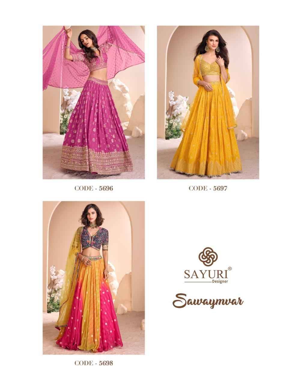 Sawaymwar By Sayuri 5696 To 5698 Series Designer Beautiful Festive Collection Occasional Wear & Party Wear Viscose Jacquard Silk Lehengas At Wholesale Price