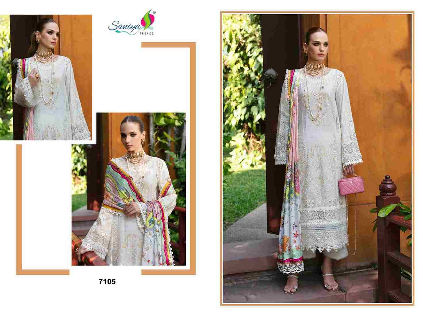 Saniya Trendz Hit Design 7105 By Saniya Trendz Beautiful Pakistani Suits Colorful Stylish Fancy Casual Wear & Ethnic Wear Cotton Embroidered Dresses At Wholesale Price