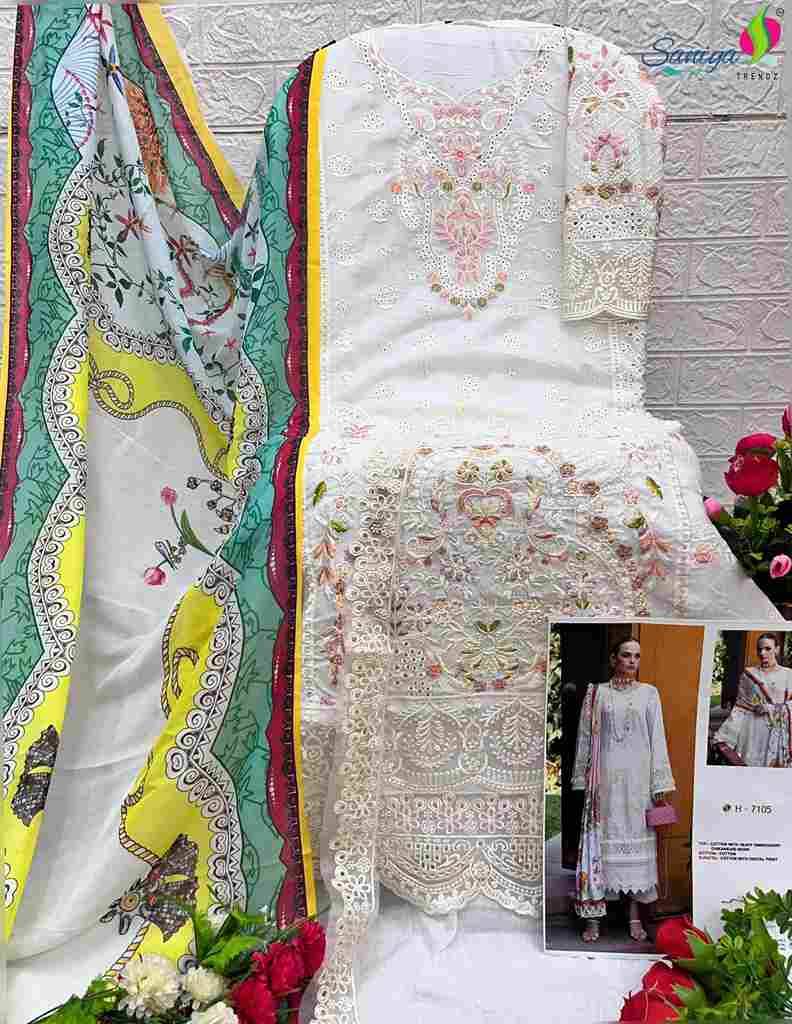 Saniya Trendz Hit Design 7105 By Saniya Trendz Beautiful Pakistani Suits Colorful Stylish Fancy Casual Wear & Ethnic Wear Cotton Embroidered Dresses At Wholesale Price