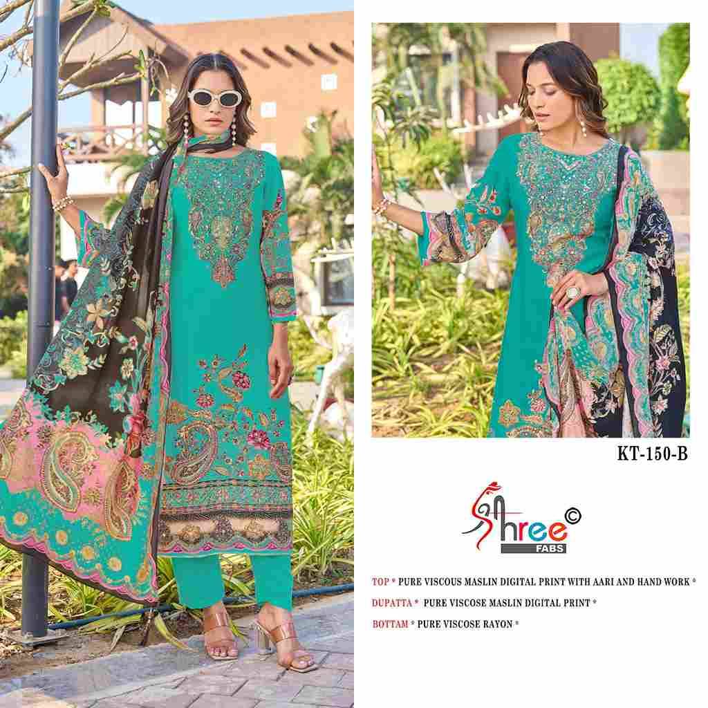 Shree Fabs Hit Design KT-150 Colours By Shree Fabs KT-150 To KT-150-C Series Designer Pakistani Suits Beautiful Fancy Stylish Colorful Party Wear & Occasional Wear Pure Viscose Muslin Embroidery Dresses At Wholesale Price