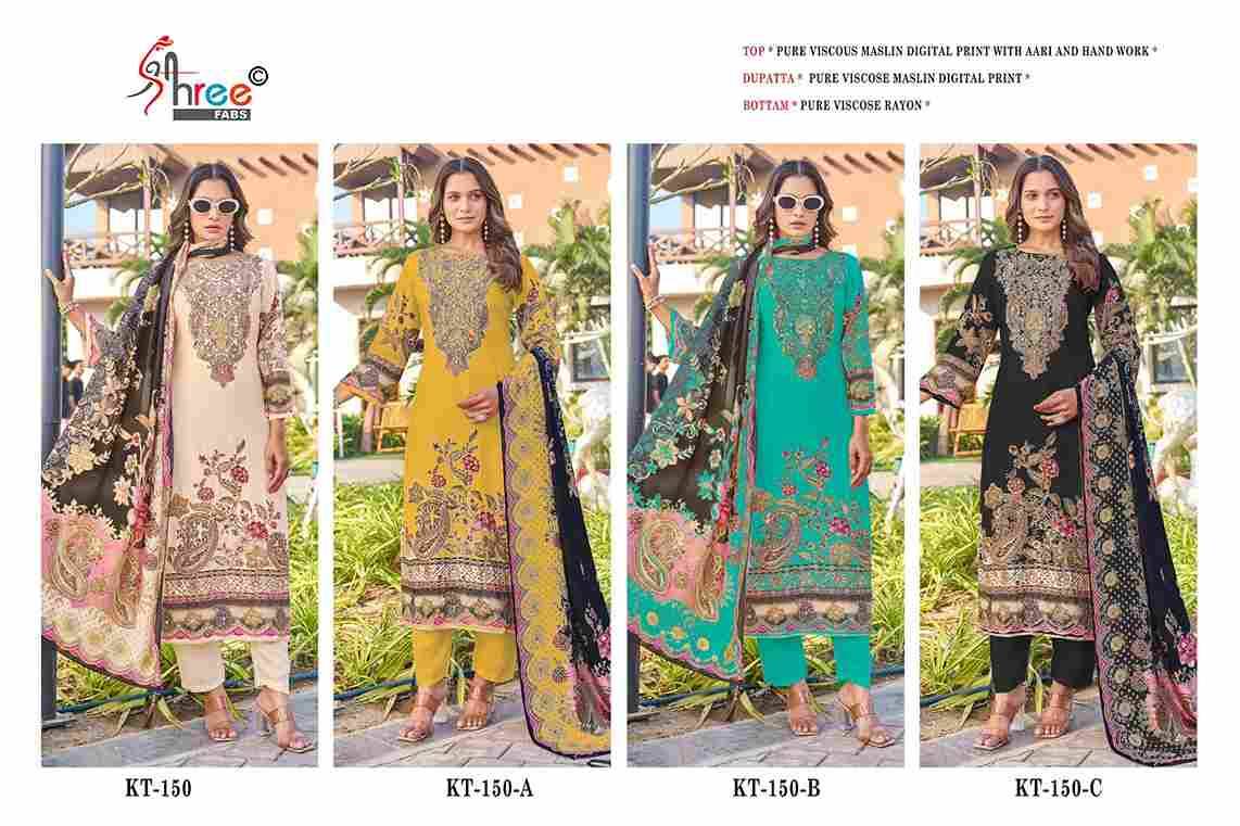 Shree Fabs Hit Design KT-150 Colours By Shree Fabs KT-150 To KT-150-C Series Designer Pakistani Suits Beautiful Fancy Stylish Colorful Party Wear & Occasional Wear Pure Viscose Muslin Embroidery Dresses At Wholesale Price