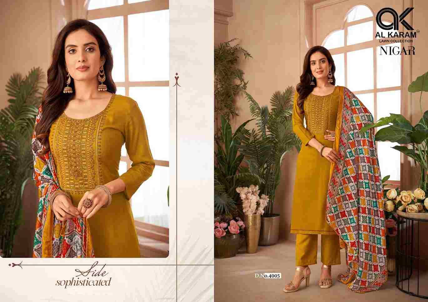 Nigar Vol-4 By Al Karam Lawn Collection 4001 To 4006 Series Beautiful Festive Suits Stylish Fancy Colorful Casual Wear & Ethnic Wear Heavy Rayon Slub Print Dresses At Wholesale Price