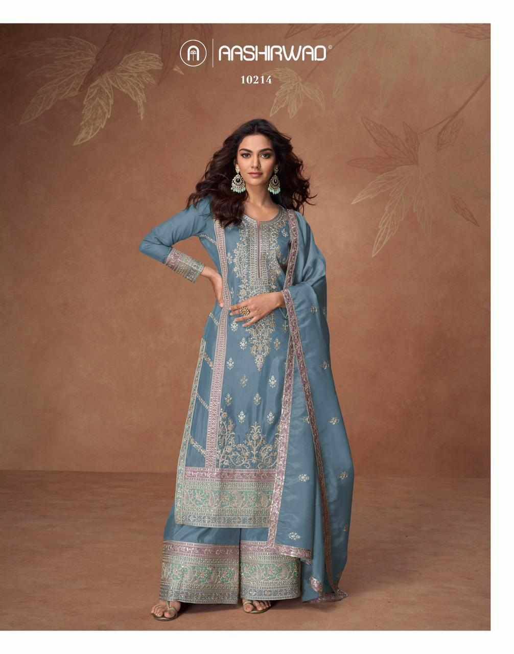 Tashi By Aashirwad Creation 10212 To 10214 Series Beautiful Sharara Suits Colorful Stylish Fancy Casual Wear & Ethnic Wear Organza Silk Print Dresses At Wholesale Price