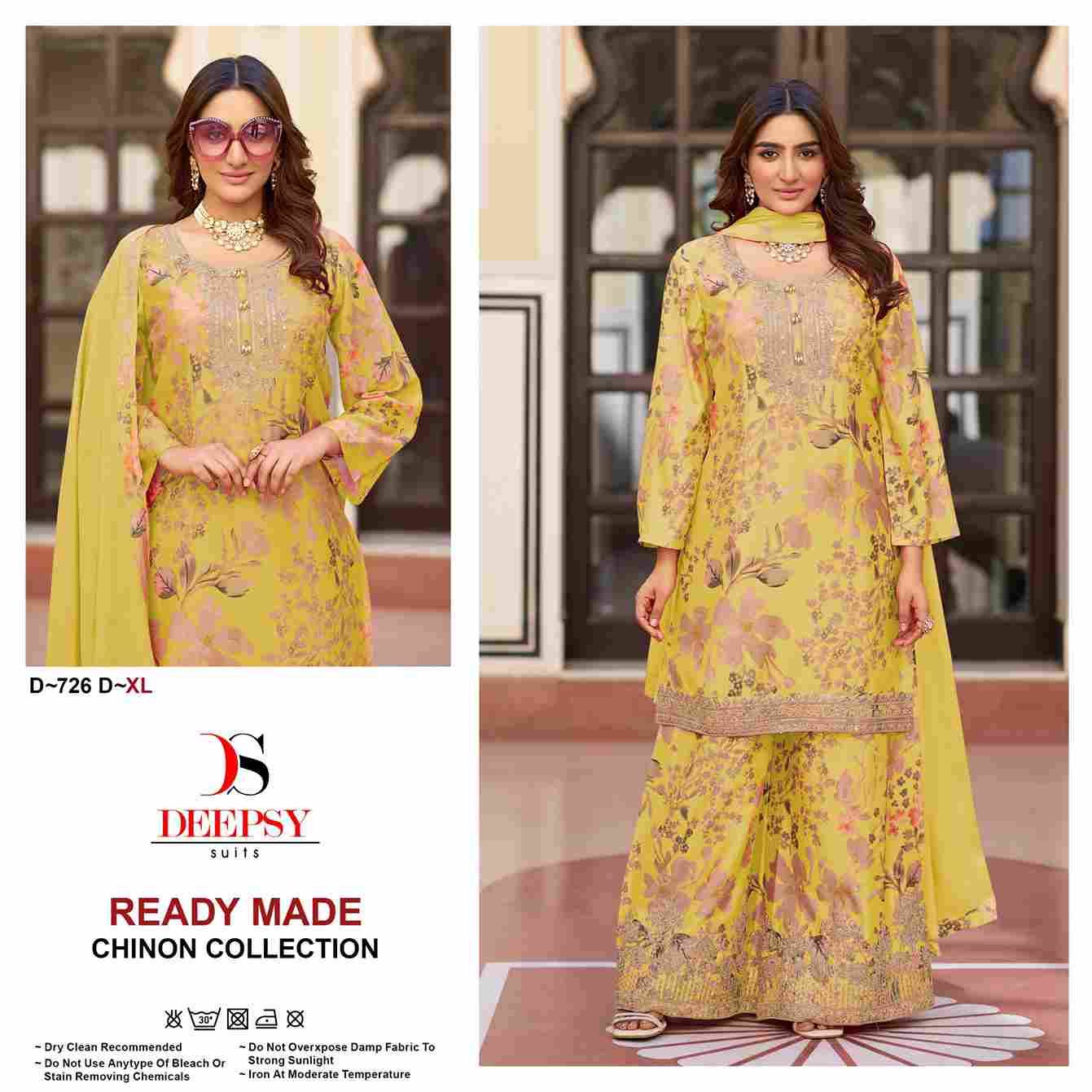 Deepsy Hit Design 726 Colours By Deepsy Suits 726-A To 726-D Series Beautiful Pakistani Suits Colorful Stylish Fancy Casual Wear & Ethnic Wear Pure Chinnon Embroidered Dresses At Wholesale Price