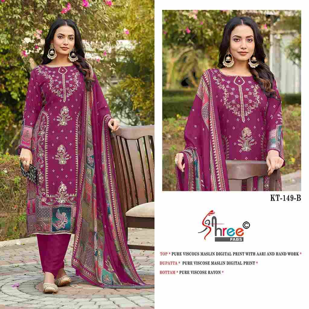 Shree Fabs Hit Design KT-149 Colours By Shree Fabs KT-149 To KT-149-C Series Designer Pakistani Suits Beautiful Fancy Stylish Colorful Party Wear & Occasional Wear Pure Viscose Muslin Embroidery Dresses At Wholesale Price