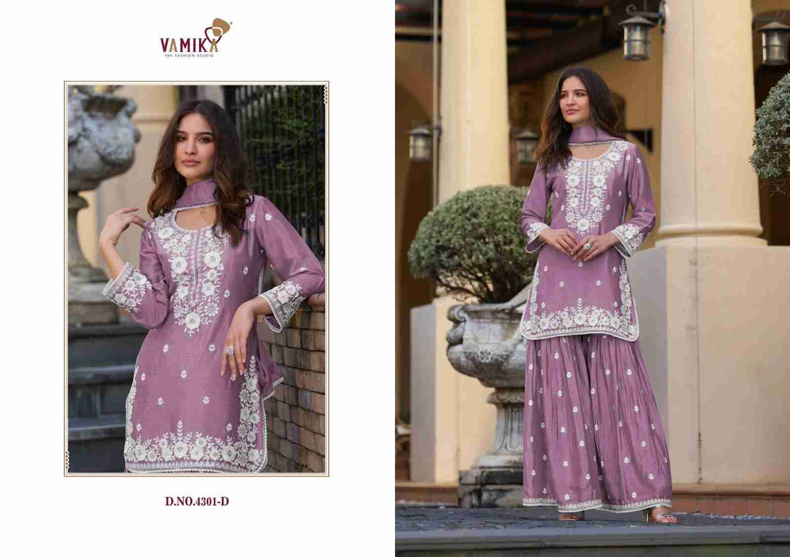 Anamika Vol-2 By Vamika 4301-A To 4301-E Series Designer Sharara Stylish Fancy Colorful Beautiful Party Wear & Ethnic Wear Collection Chinnon Dresses At Wholesale Price