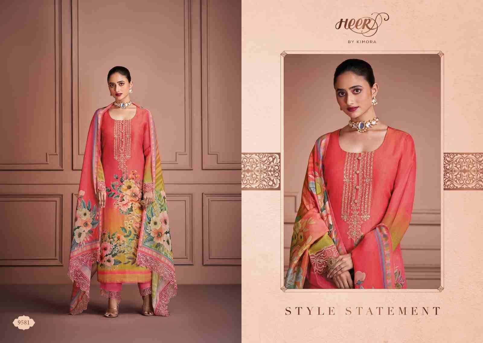 Saaj By Kimora Fashion 9581 To 9586 Series Designer Festive Suits Collection Beautiful Stylish Fancy Colorful Party Wear & Occasional Wear Pure Muslin Banarasi Dresses At Wholesale Price