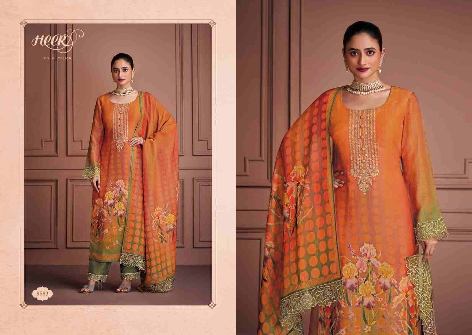 Saaj By Kimora Fashion 9581 To 9586 Series Designer Festive Suits Collection Beautiful Stylish Fancy Colorful Party Wear & Occasional Wear Pure Muslin Banarasi Dresses At Wholesale Price