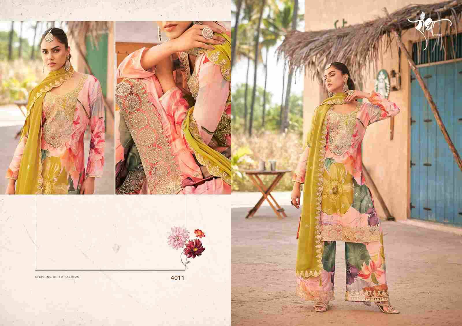 Rangeen By Radha Trendz 4011 To 4014 Series Sharara Suits Beautiful Fancy Colorful Stylish Party Wear & Occasional Wear Chinnon Dresses At Wholesale Price