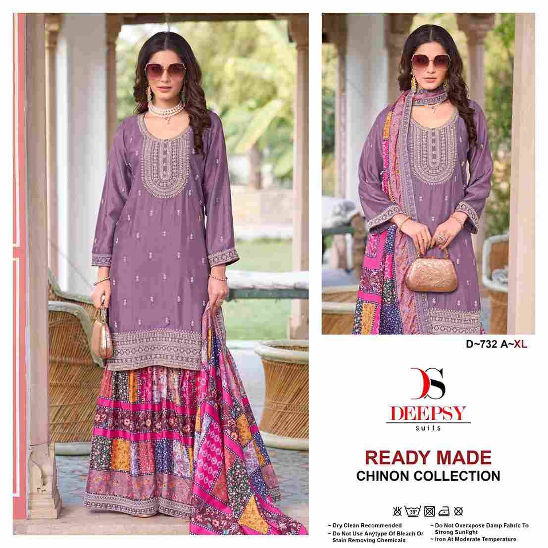 Deepsy Hit Design 732 Colours By Deepsy Suits 732-A To 732-C Series Beautiful Pakistani Suits Colorful Stylish Fancy Casual Wear & Ethnic Wear Pure Chinnon Embroidered Dresses At Wholesale Price