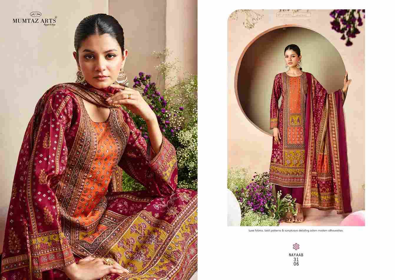 Nayaab Vol-4 By Mumtaz Arts 3101 To 3106 Series Beautiful Festive Suits Colorful Stylish Fancy Casual Wear & Ethnic Wear Viscose Muslin Print Dresses At Wholesale Price