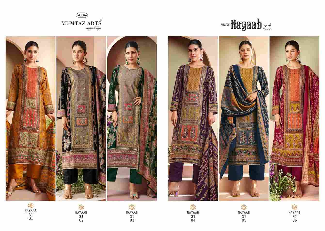 Nayaab Vol-4 By Mumtaz Arts 3101 To 3106 Series Beautiful Festive Suits Colorful Stylish Fancy Casual Wear & Ethnic Wear Viscose Muslin Print Dresses At Wholesale Price