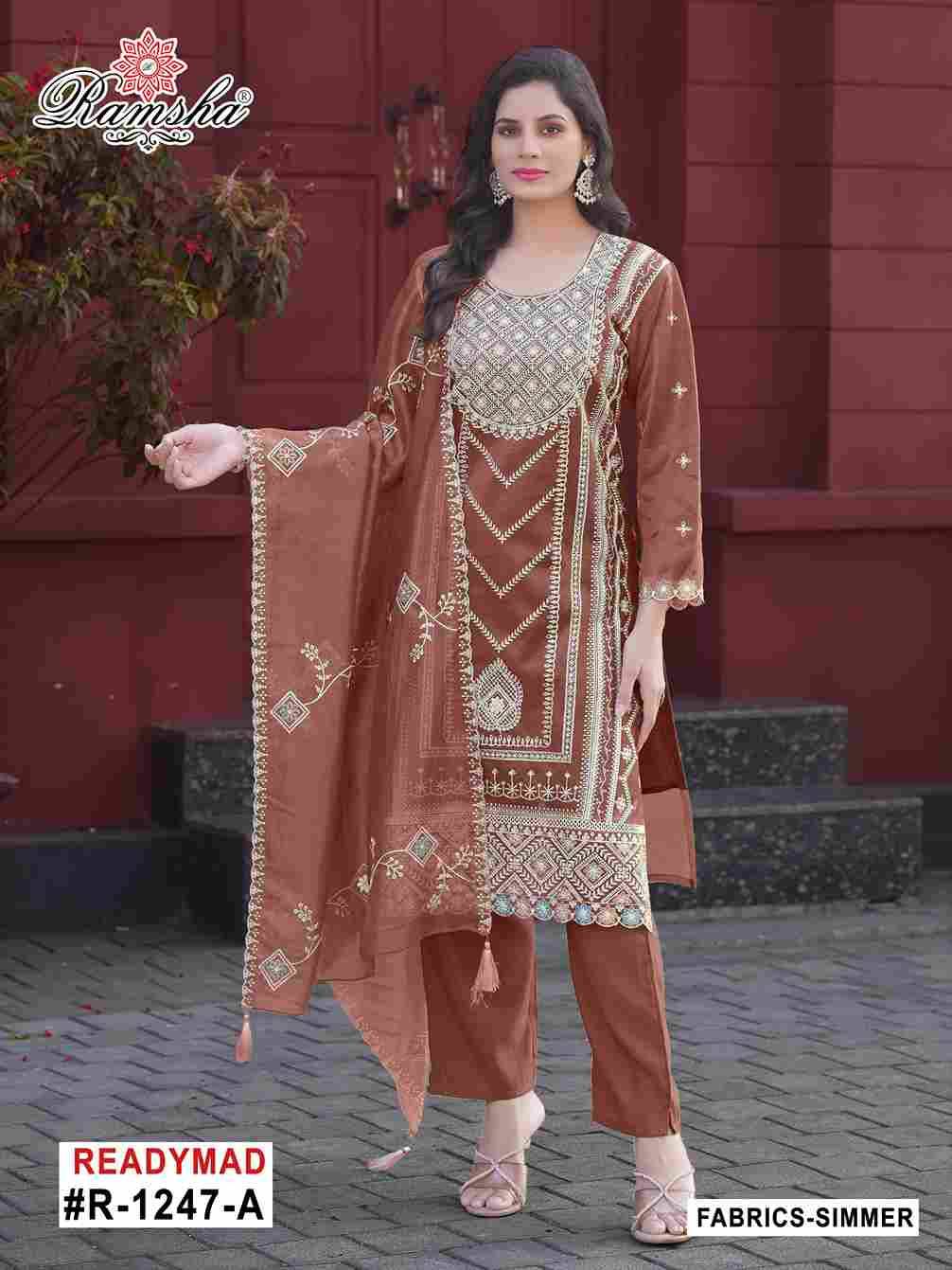 Ramsha 1247 Colours By Ramsha 1247-A To 1247-D Series Designer Pakistani Suits Beautiful Fancy Colorful Stylish Party Wear & Occasional Wear Simmer Embroidered Dresses At Wholesale Price