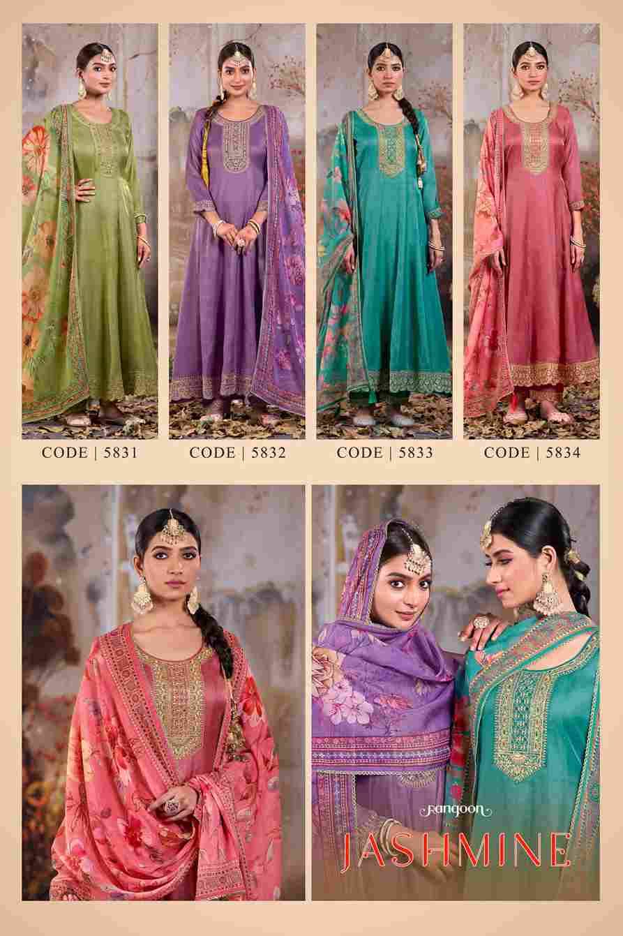 Jashmine By Rangoon 5831 To 5834 Series Beautiful Stylish Festive Suits Fancy Colorful Casual Wear & Ethnic Wear & Ready To Wear Silk Dresses At Wholesale Price