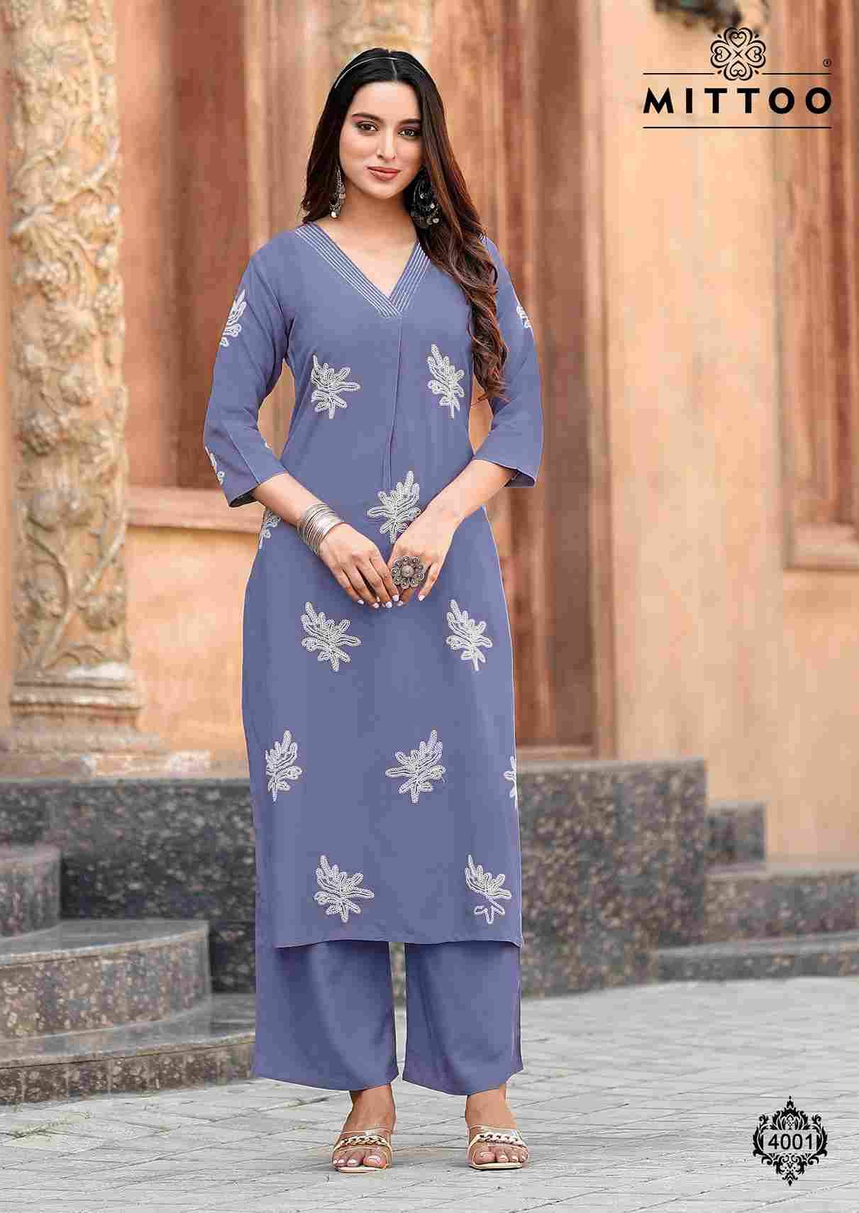 Albela By Mittoo 4001 To 4006 Series Designer Stylish Fancy Colorful Beautiful Party Wear & Ethnic Wear Collection Rayon Print Kurtis With Bottom At Wholesale Price