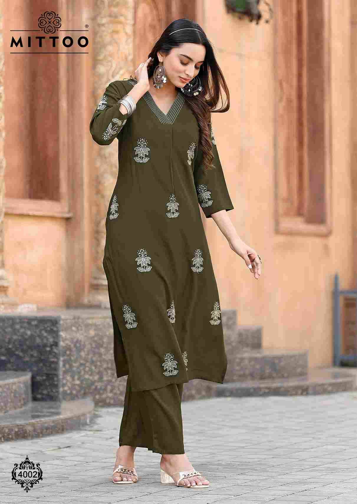 Albela By Mittoo 4001 To 4006 Series Designer Stylish Fancy Colorful Beautiful Party Wear & Ethnic Wear Collection Rayon Print Kurtis With Bottom At Wholesale Price