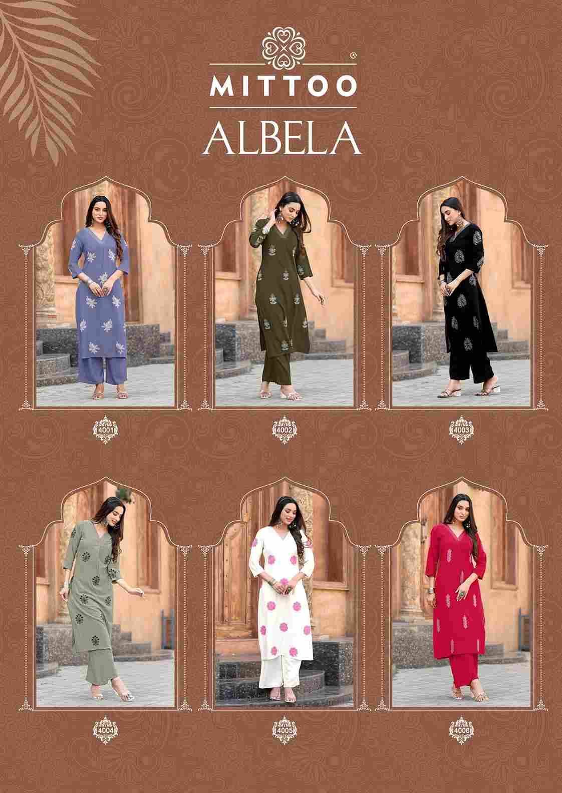 Albela By Mittoo 4001 To 4006 Series Designer Stylish Fancy Colorful Beautiful Party Wear & Ethnic Wear Collection Rayon Print Kurtis With Bottom At Wholesale Price