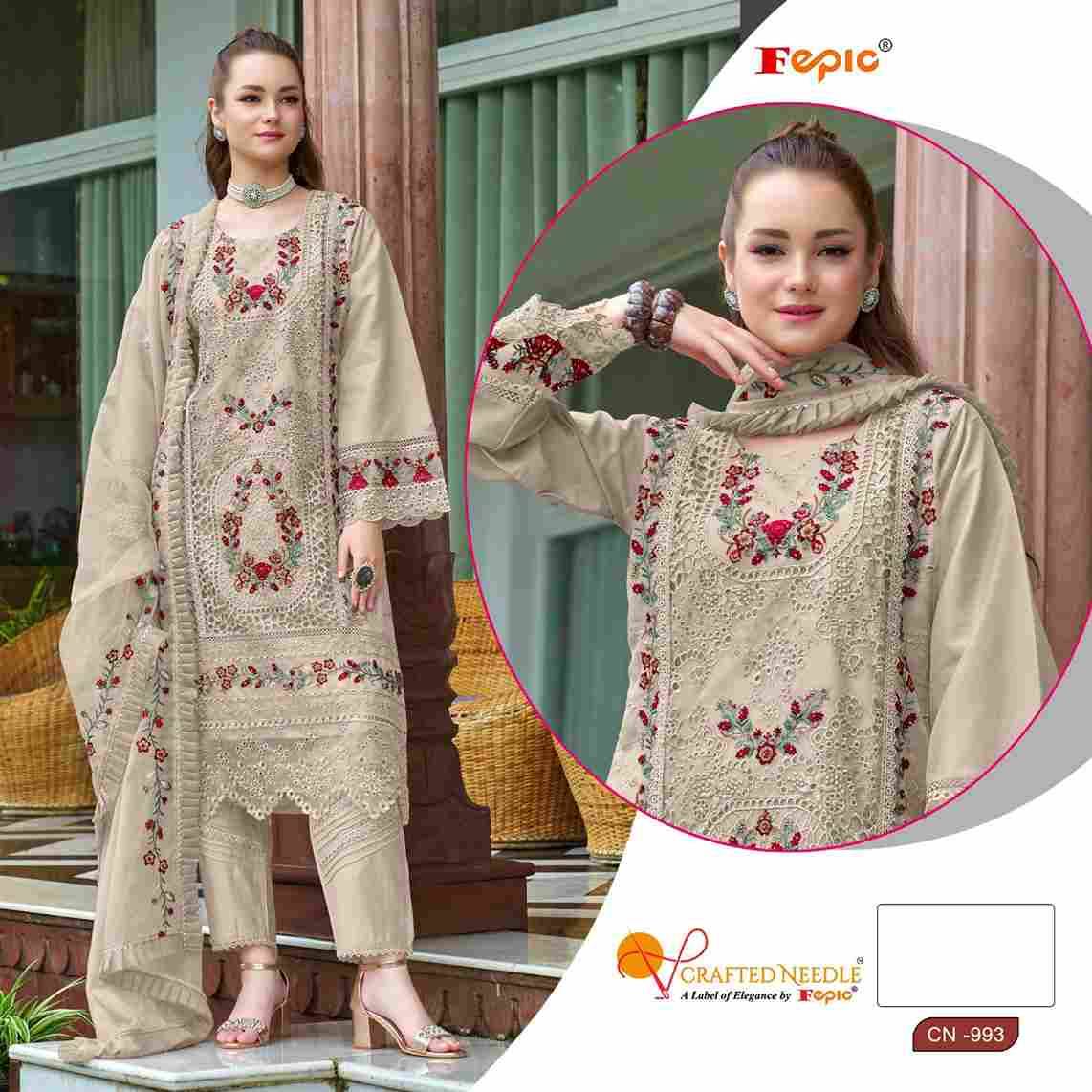 Fepic 993 Colours By Fepic 993-A To 993-C Series Beautiful Pakistani Suits Colorful Stylish Fancy Casual Wear & Ethnic Wear Organza Embroidered Dresses At Wholesale Price