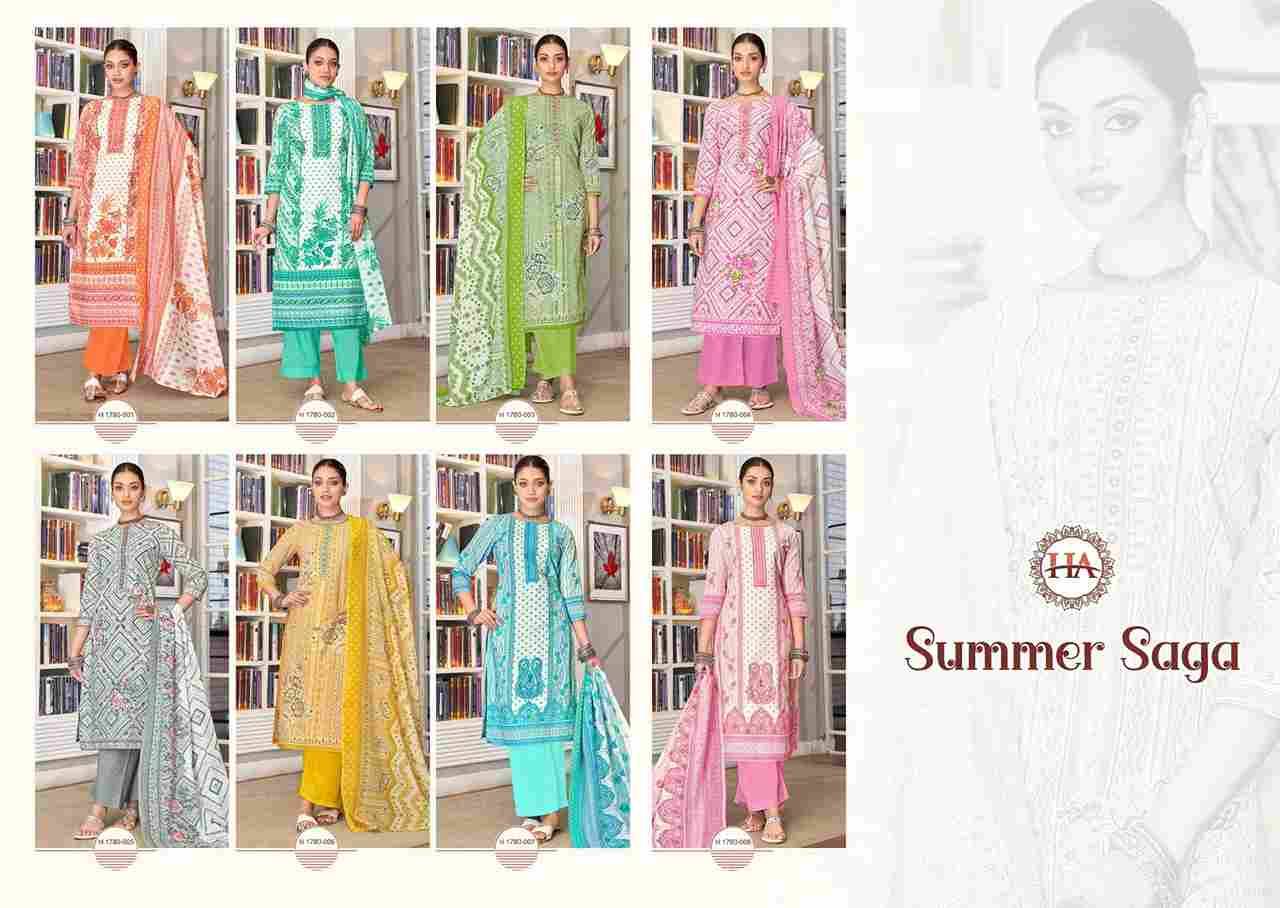 Summer Saga By Harshit Fashion Hub 1780-001 To 1780-008 Series Beautiful Festive Suits Stylish Fancy Colorful Casual Wear & Ethnic Wear Pure Cotton Dresses At Wholesale Price