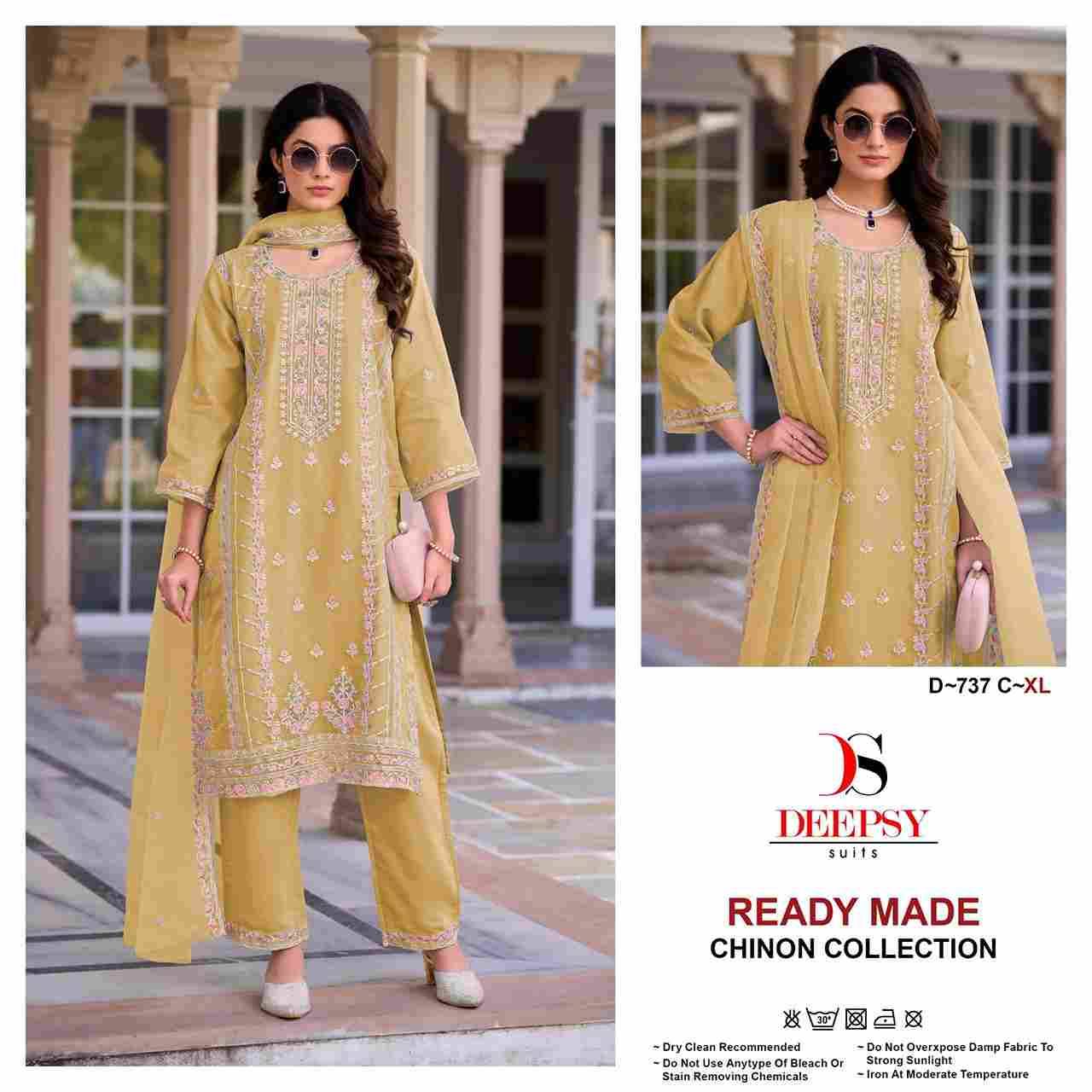 Deepsy Hit Design 737 Colours By Deepsy Suits 737-A To 737-D Series Beautiful Pakistani Suits Colorful Stylish Fancy Casual Wear & Ethnic Wear Pure Organza Embroidered Dresses At Wholesale Price