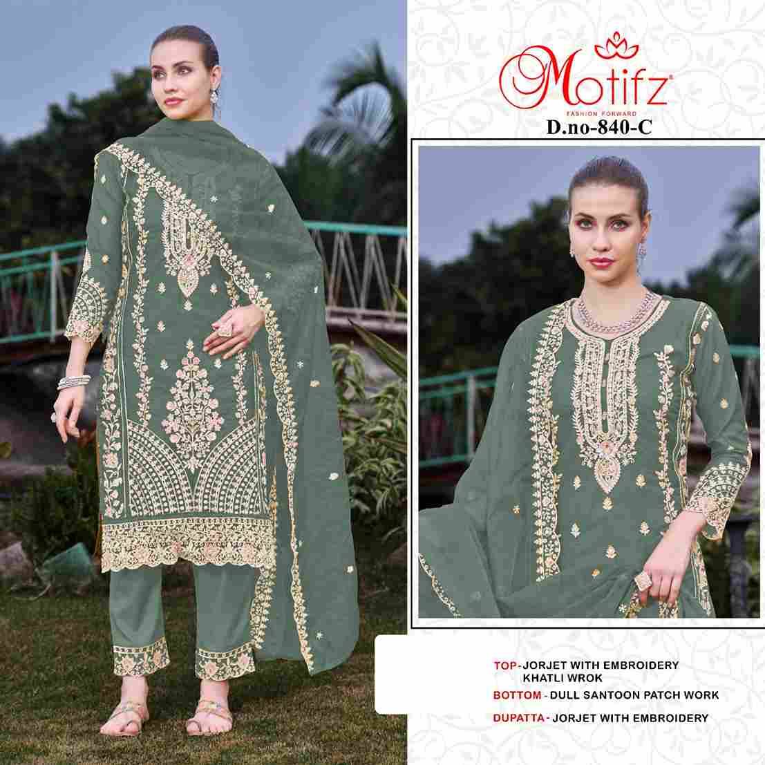 Motifz Hit Design 840 Colours By Motifz 840-A To 840-D Series Beautiful Pakistani Suits Colorful Stylish Fancy Casual Wear & Ethnic Wear Georgette Dresses At Wholesale Price