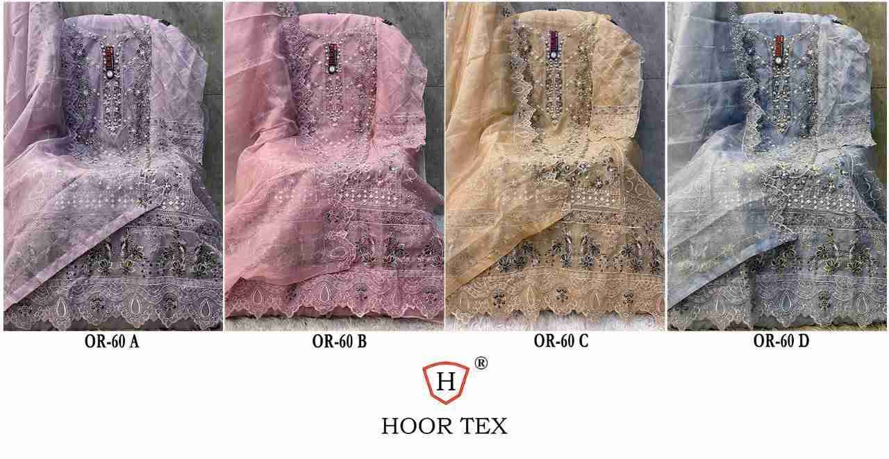 Hoor Tex Hit Design OR-60 Colours By Hoor Tex OR-60-A To OR-60-D Series Beautiful Pakistani Suits Stylish Colorful Fancy Casual Wear & Ethnic Wear Heavy Organza Embroidered Dresses At Wholesale Price