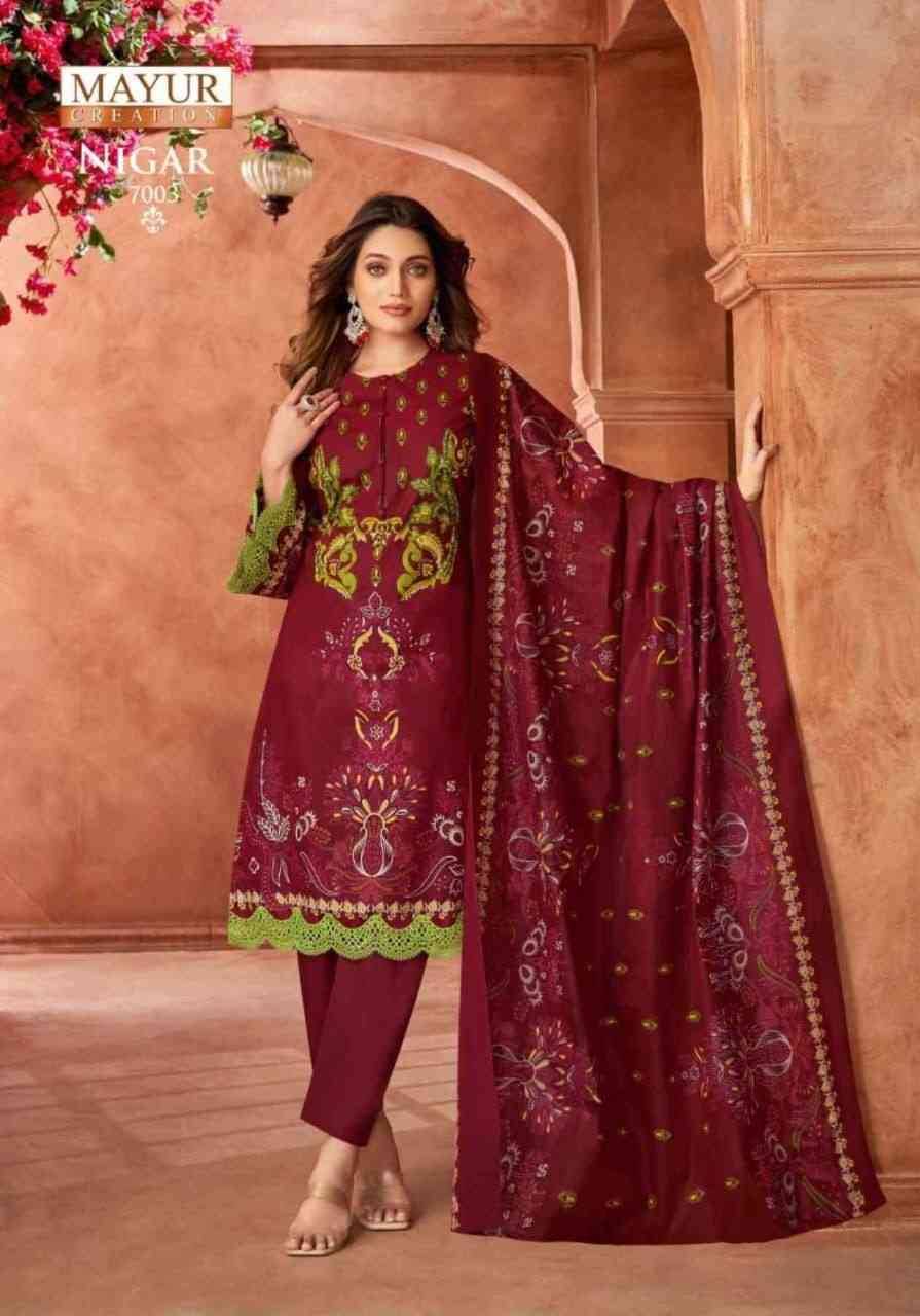 Nigar Vol-7 By Mayur Creation 7001 To 7008 Series Beautiful Festive Suits Stylish Fancy Colorful Casual Wear & Ethnic Wear Heavy Cotton Print Dresses At Wholesale Price