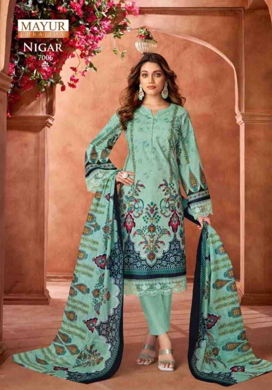 Nigar Vol-7 By Mayur Creation 7001 To 7008 Series Beautiful Festive Suits Stylish Fancy Colorful Casual Wear & Ethnic Wear Heavy Cotton Print Dresses At Wholesale Price