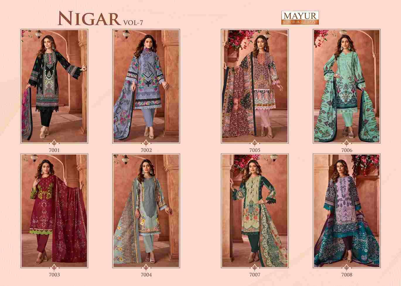 Nigar Vol-7 By Mayur Creation 7001 To 7008 Series Beautiful Festive Suits Stylish Fancy Colorful Casual Wear & Ethnic Wear Heavy Cotton Print Dresses At Wholesale Price