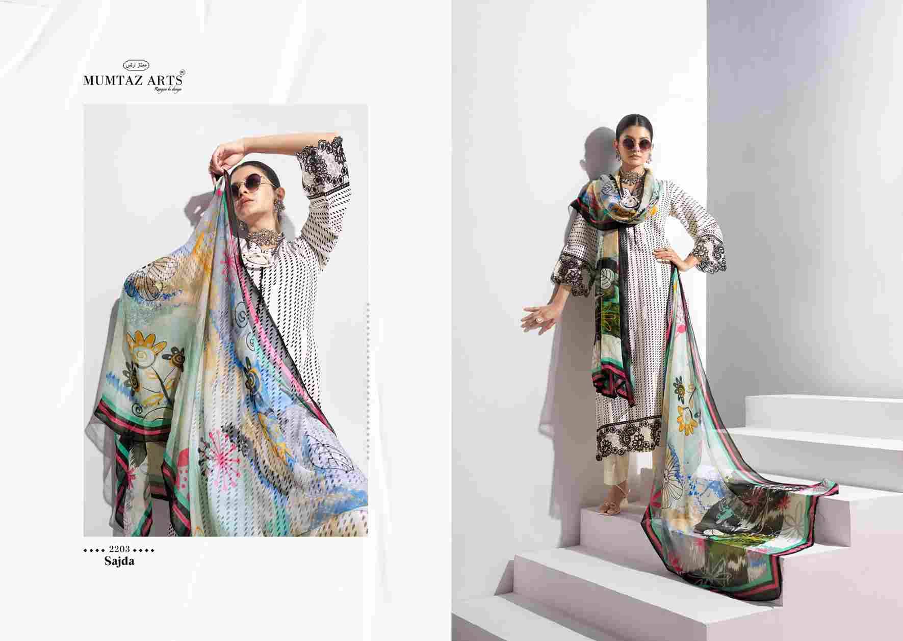 Sajda By Mumtaz Arts 2201 To 2206 Series Beautiful Festive Suits Colorful Stylish Fancy Casual Wear & Ethnic Wear Pure Jam Satin Print With Work Dresses At Wholesale Price