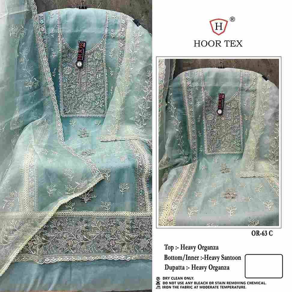 Hoor Tex Hit Design OR-63 Colours By Hoor Tex OR-63-A To OR-63-D Series Beautiful Pakistani Suits Stylish Colorful Fancy Casual Wear & Ethnic Wear Heavy Organza Embroidered Dresses At Wholesale Price