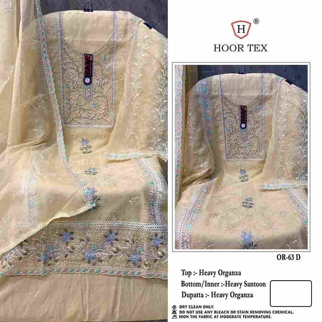 Hoor Tex Hit Design OR-63 Colours By Hoor Tex OR-63-A To OR-63-D Series Beautiful Pakistani Suits Stylish Colorful Fancy Casual Wear & Ethnic Wear Heavy Organza Embroidered Dresses At Wholesale Price