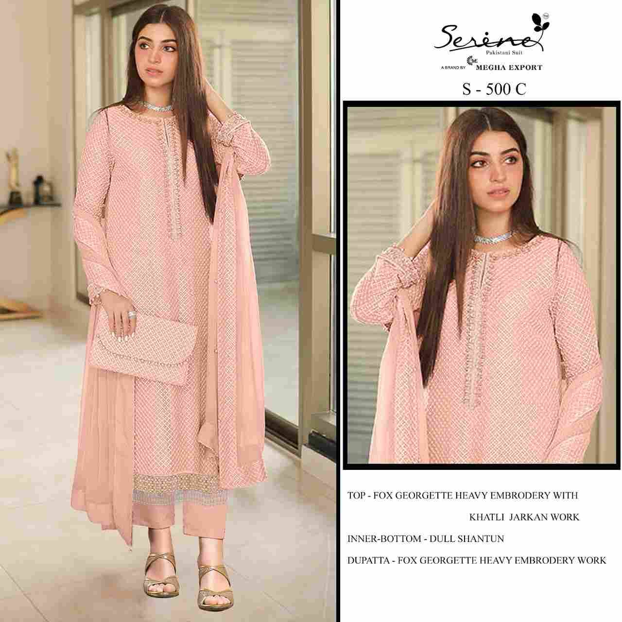 Serene Hit Design S-500 Colours By Serene S-500-A To S-500-D Series Designer Pakistani Suits Beautiful Fancy Colorful Stylish Party Wear & Occasional Wear Faux Georgette Embroidered Dresses At Wholesale Price