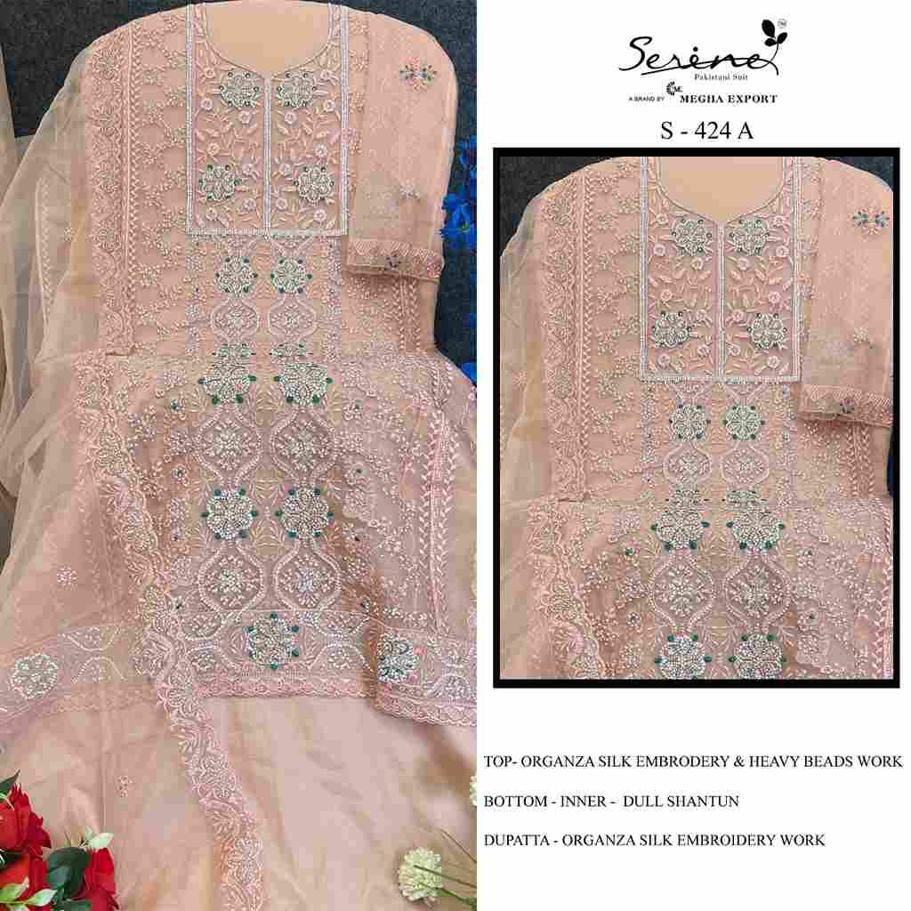 Serene Hit Design S-424 Colours By Serene S-424-A To S-424-D Series Designer Pakistani Suits Beautiful Fancy Colorful Stylish Party Wear & Occasional Wear Organza Silk Embroidered Dresses At Wholesale Price