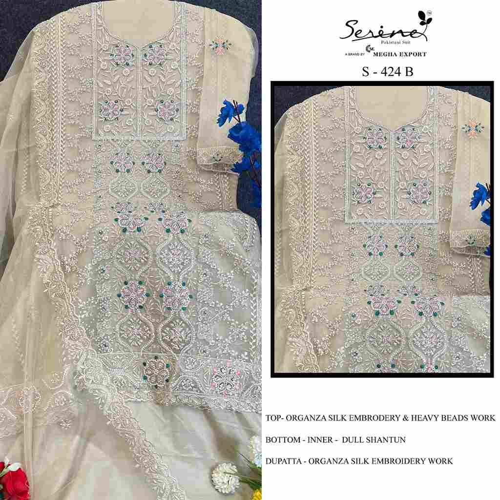 Serene Hit Design S-424 Colours By Serene S-424-A To S-424-D Series Designer Pakistani Suits Beautiful Fancy Colorful Stylish Party Wear & Occasional Wear Organza Silk Embroidered Dresses At Wholesale Price