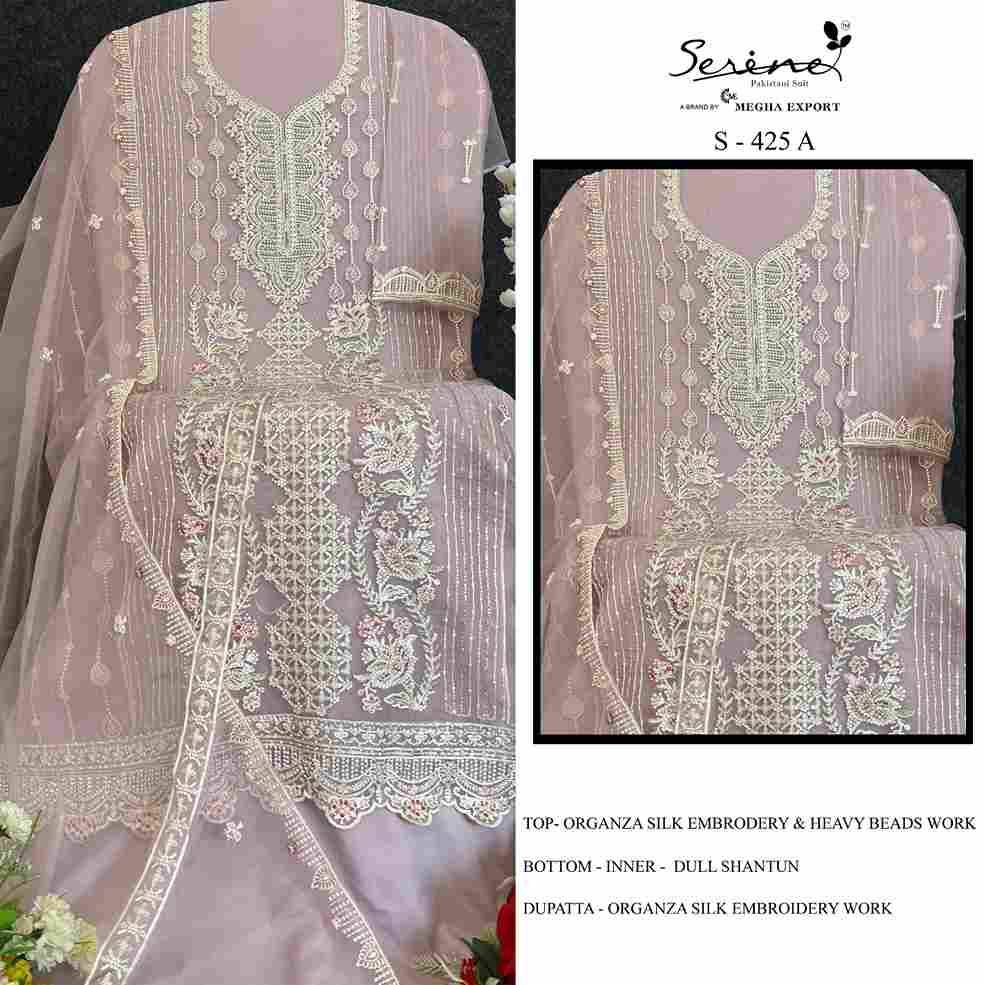 Serene Hit Design S-425 Colours By Serene S-425-A To S-425-D Series Designer Pakistani Suits Beautiful Fancy Colorful Stylish Party Wear & Occasional Wear Organza Silk Embroidered Dresses At Wholesale Price