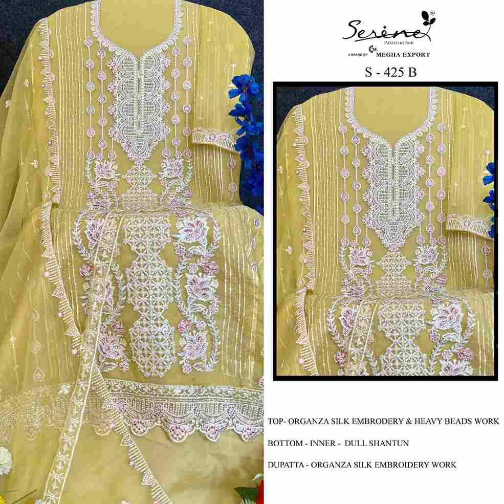 Serene Hit Design S-425 Colours By Serene S-425-A To S-425-D Series Designer Pakistani Suits Beautiful Fancy Colorful Stylish Party Wear & Occasional Wear Organza Silk Embroidered Dresses At Wholesale Price