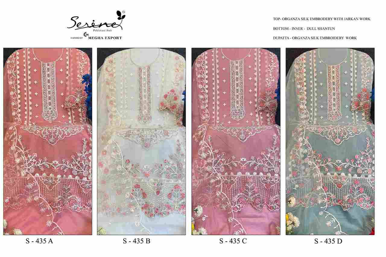 Serene Hit Design S-435 Colours By Serene S-435-A To S-435-D Series Designer Pakistani Suits Beautiful Fancy Colorful Stylish Party Wear & Occasional Wear Organza Silk Embroidered Dresses At Wholesale Price