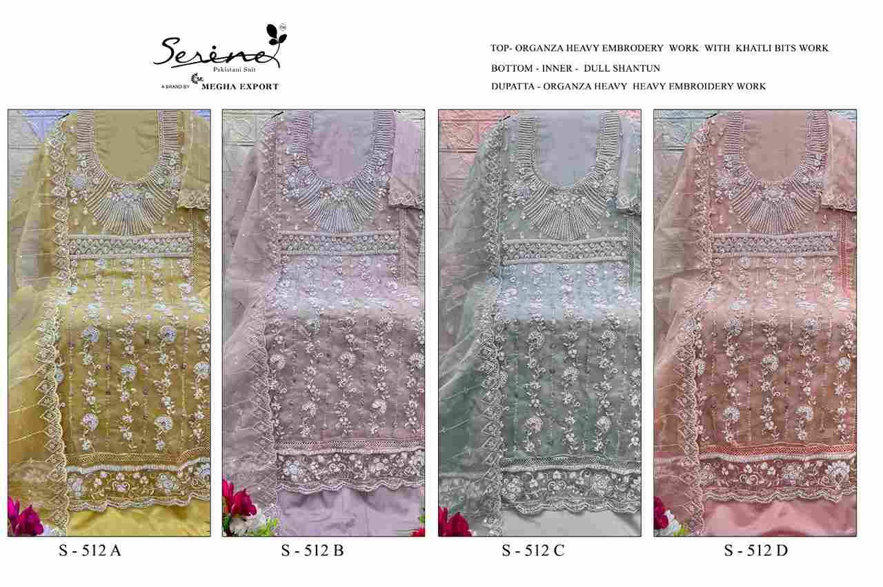 Serene Hit Design S-512 Colours By Serene S-512-A To S-512-D Series Designer Pakistani Suits Beautiful Fancy Colorful Stylish Party Wear & Occasional Wear Organza Embroidered Dresses At Wholesale Price