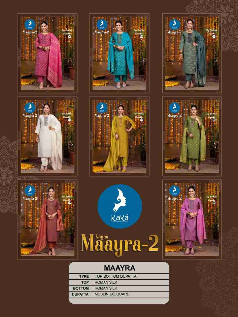 Maayra Vol-2 By Kaya 01 To 08 Series Beautiful Stylish Festive Suits Fancy Colorful Casual Wear & Ethnic Wear & Ready To Wear Pure Roman Silk Dresses At Wholesale Price