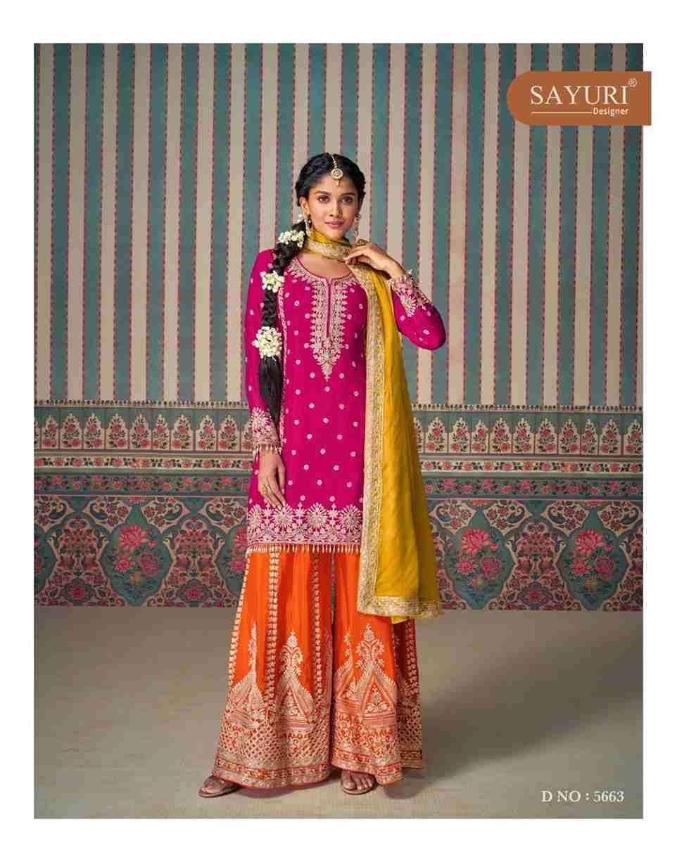 Mahi Pro By Sayuri Designer Sharara Suits Collection Beautiful Stylish Fancy Colorful Party Wear & Occasional Wear Chinnon Silk Dresses At Wholesale Price