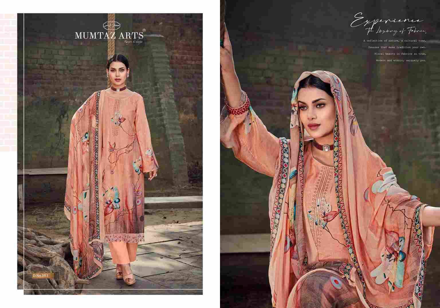 Tulip Tales By Mumtaz Arts 101 To 104 Series Beautiful Festive Suits Colorful Stylish Fancy Casual Wear & Ethnic Wear Pure Viscose Muslin Print With Work Dresses At Wholesale Price