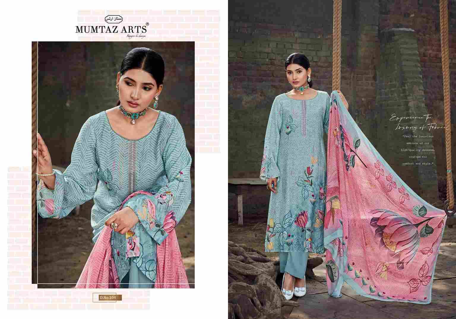 Tulip Tales By Mumtaz Arts 101 To 104 Series Beautiful Festive Suits Colorful Stylish Fancy Casual Wear & Ethnic Wear Pure Viscose Muslin Print With Work Dresses At Wholesale Price