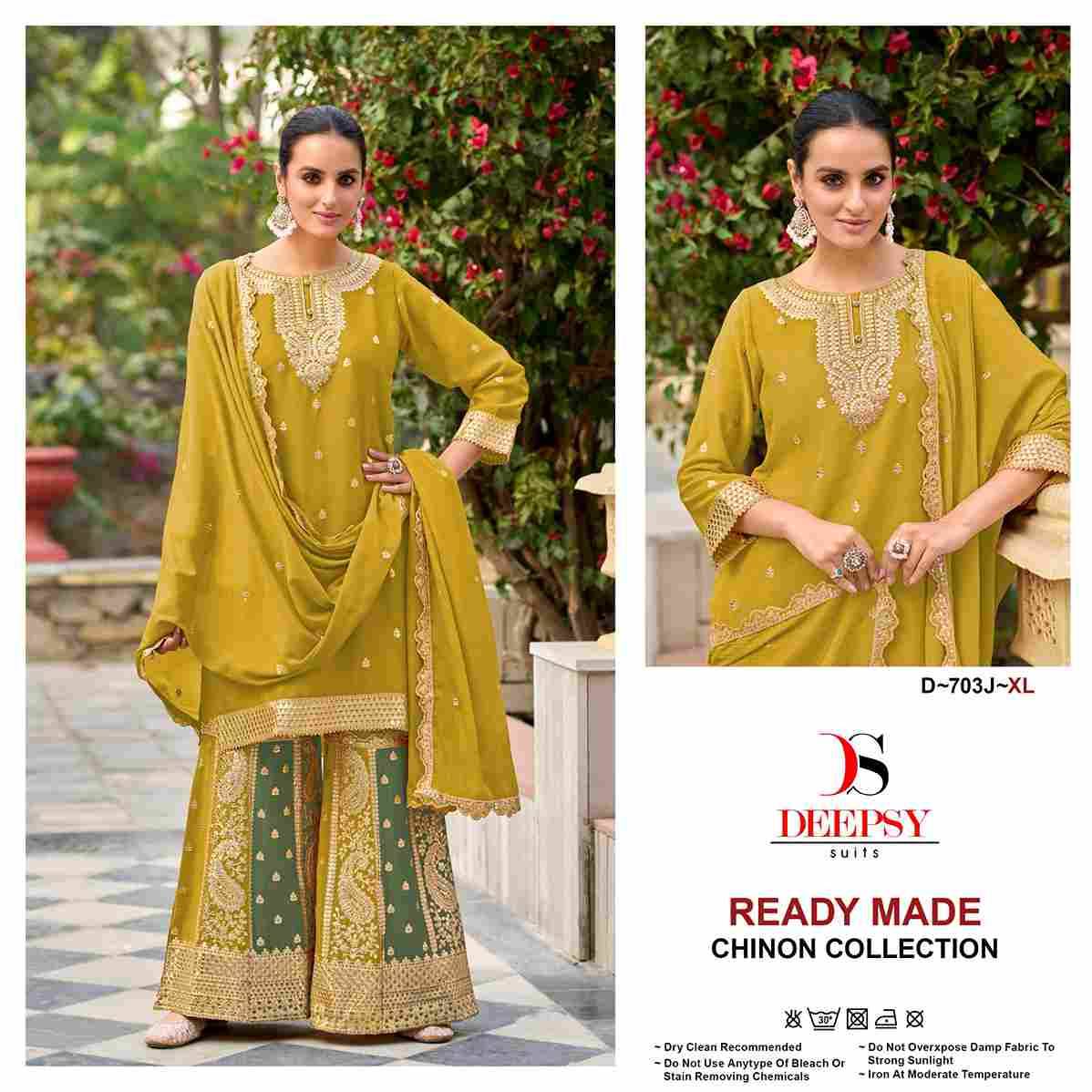 Deepsy Hit Design 703 Colours Vol-3 By Deepsy Suits 703-H To 703-K Series Beautiful Pakistani Suits Colorful Stylish Fancy Casual Wear & Ethnic Wear Pure Chinnon Embroidered Dresses At Wholesale Price