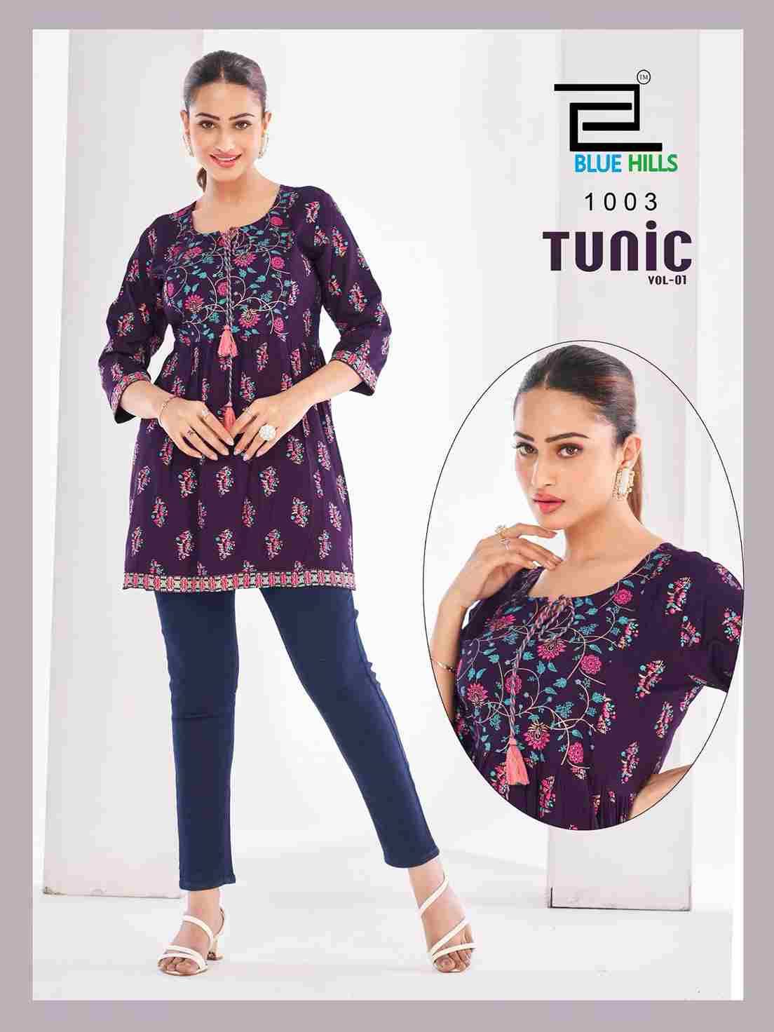 Tunic Vol-1 By Blue Hills 1001 To 1010 Series Designer Stylish Fancy Colorful Beautiful Party Wear & Ethnic Wear Collection Premium Rayon Tops At Wholesale Price