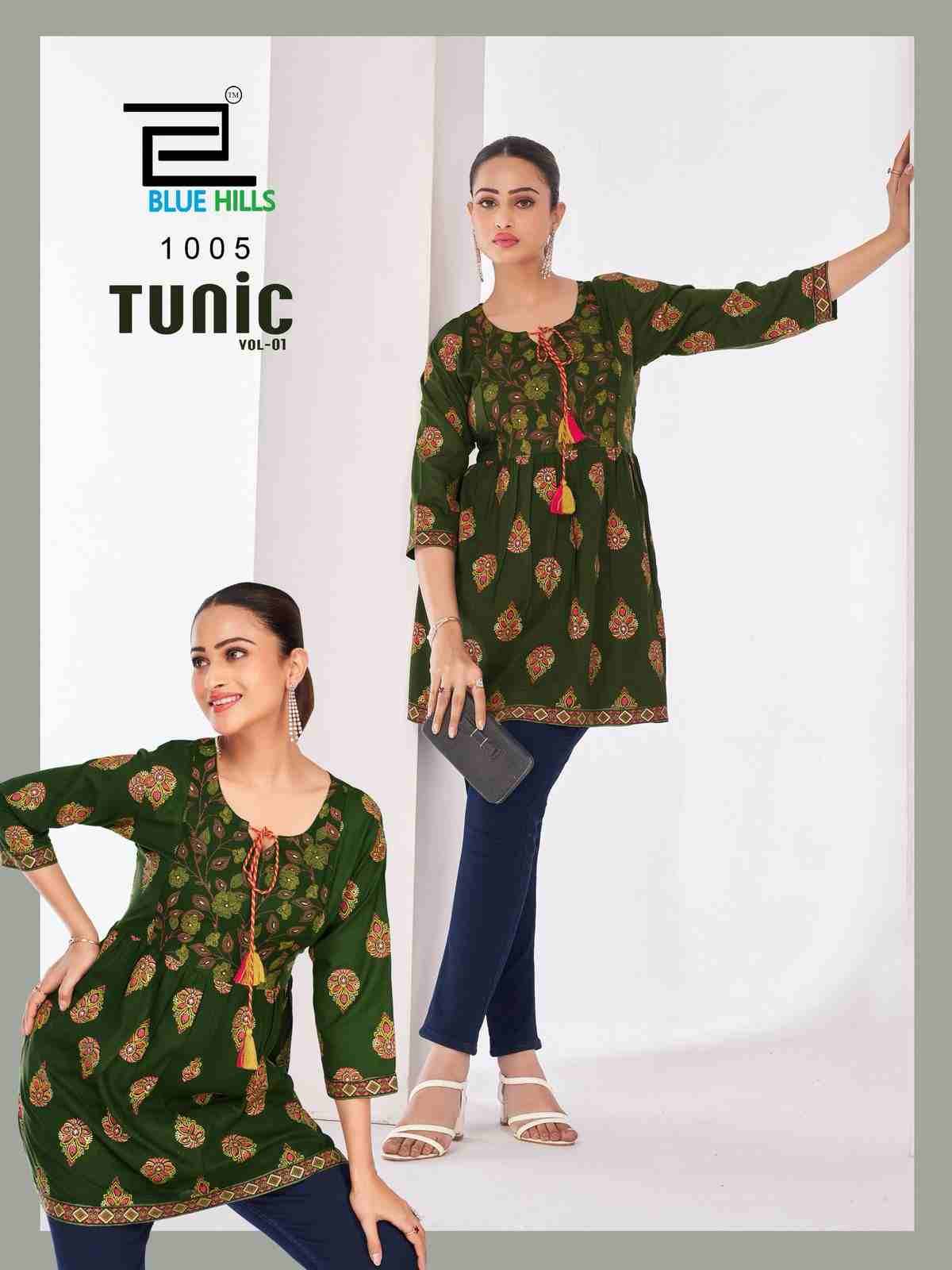 Tunic Vol-1 By Blue Hills 1001 To 1010 Series Designer Stylish Fancy Colorful Beautiful Party Wear & Ethnic Wear Collection Premium Rayon Tops At Wholesale Price