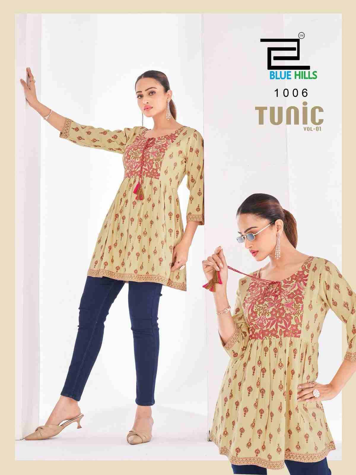 Tunic Vol-1 By Blue Hills 1001 To 1010 Series Designer Stylish Fancy Colorful Beautiful Party Wear & Ethnic Wear Collection Premium Rayon Tops At Wholesale Price